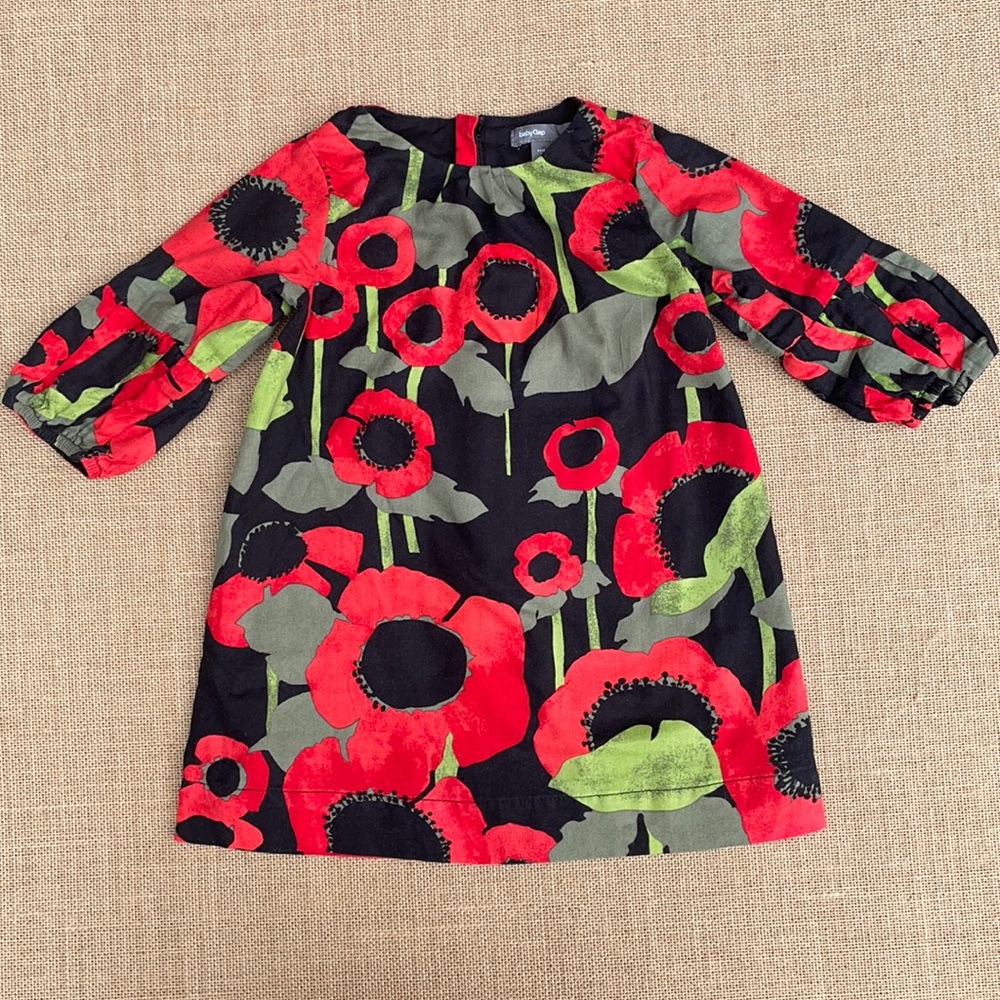 EUC Gap A-line poppy dress 3/4-length sleeve dress